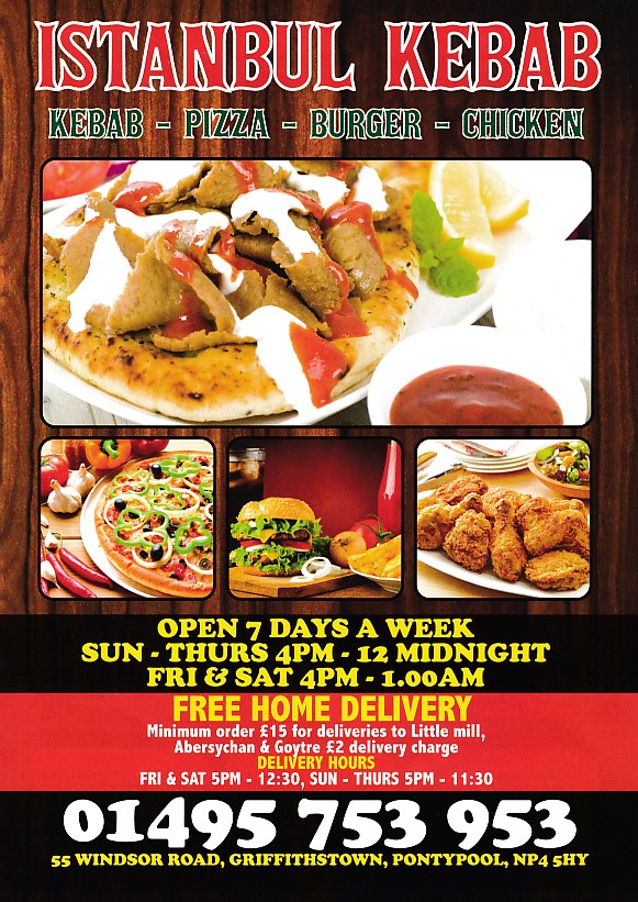 Istanbul kebab takeaway menu in Griffithstown, Pontypool