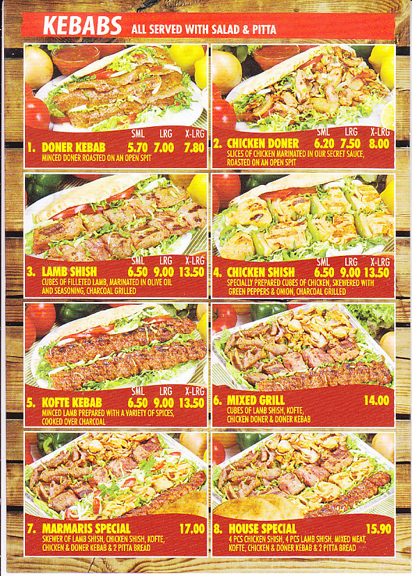 Marmaris Kebab House menu in Abergavenny