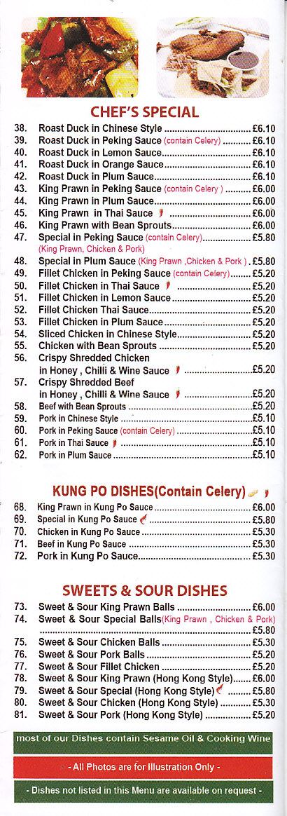 Town Gate Chinese Takeaway Abergavenny menu